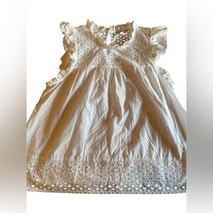 VINEYARD VINES Toddler Girls White Cotton Eyelet Dress, Sz XL lace trim